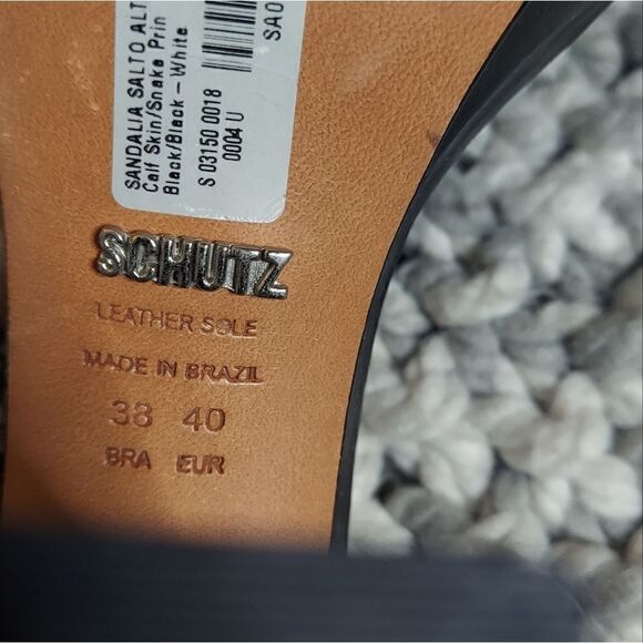 SCHUTZ Ankle Wrap Snakeskin Leather Block Heels - Picture 12 of 12